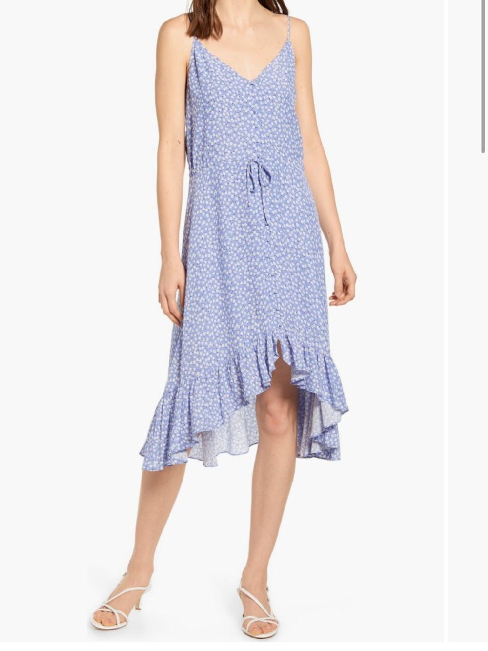 Women’s Blue Floral Button-Front Sundress sz L